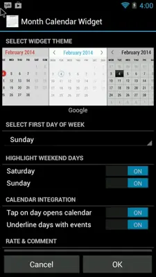 Month Calendar Widget android App screenshot 5